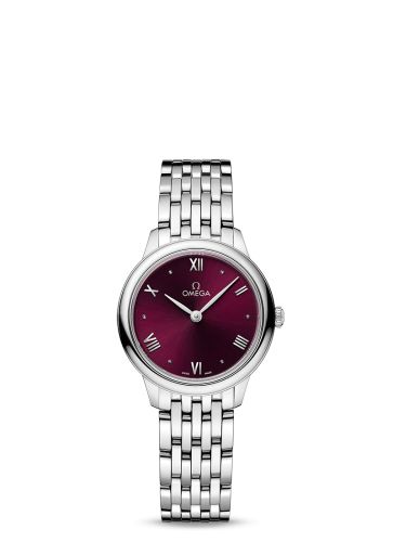 Omega De Ville Quartz 27.5 Stainless Steel / Burgundy / Bracelet